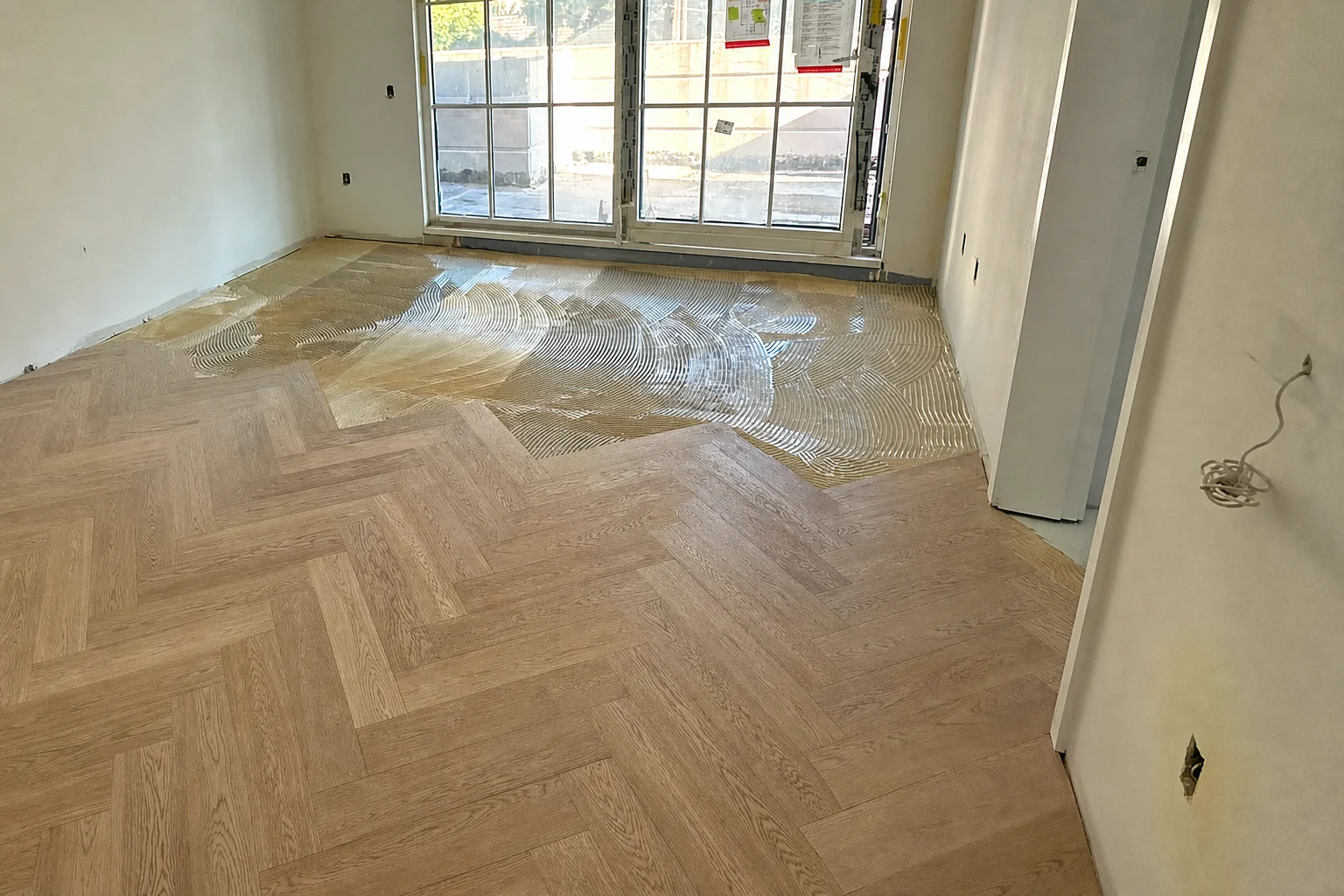 Chloe Kerrisdale herringbone engineered hardwood flooring installation
